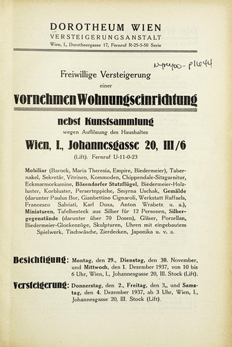 Freiwillige Versteigerung einer vornehmen  Wohnungseinrichtung