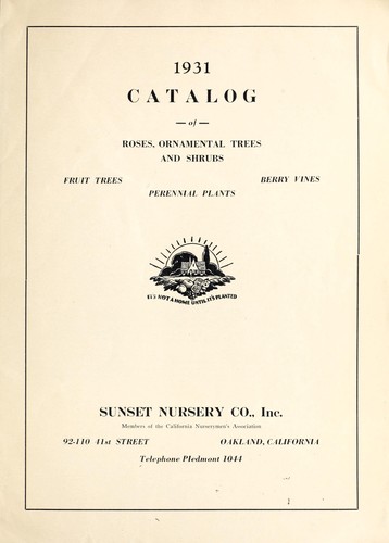1931 catalog of roses, ornamental trees and shrubs, fruit trees, berry vines, perennial plants