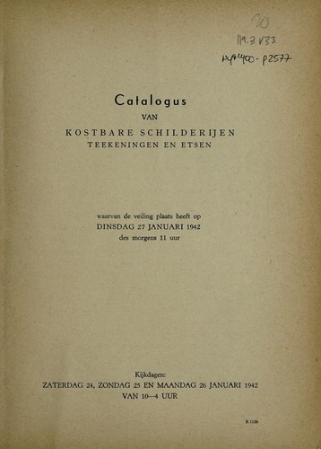 Kostbare schilderijen, teekeningen en etsen