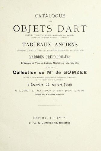 Catalogue des objets d'art