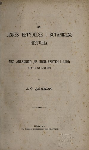 Om Linnés betydelse i botanikens historia