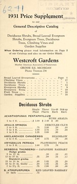1931 price supplement to our general descriptive catalog of deciduous shrubs, broad leaved evergreen shrubs, evergreen trees, deciduous trees, climbing vines and garden supplies