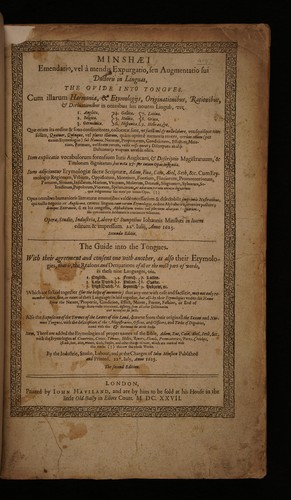 Minshaei emendatio vel à mendis expurgatio seu augmentatio sui Ductoris in linguas