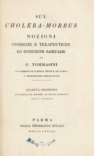 Sul cholera-morbus, nozioni storiche e terapeutiche ed istruzioni sanitarie