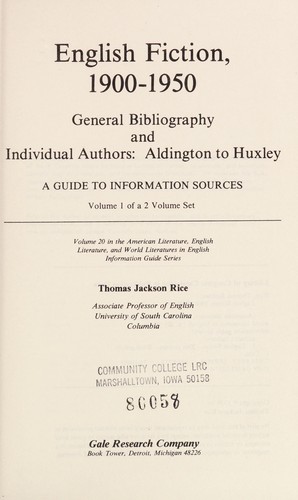 English fiction, 1900-1950