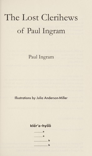 The lost clerihews of Paul Ingram