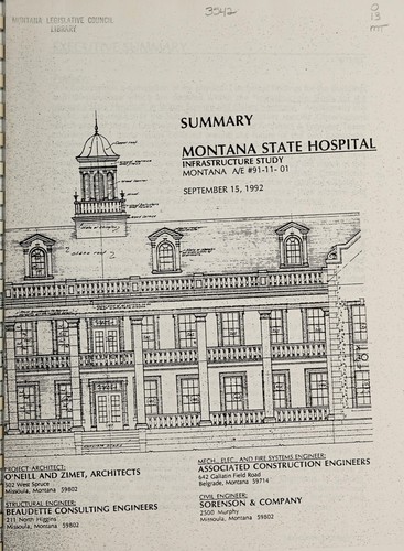 Montana State Hospital infrastructure study
