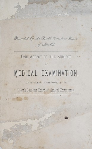 Report of the secretary of the North Carolina Board of Health, on one aspect of the subject of medical education, as set forth in the work of the medical examining board
