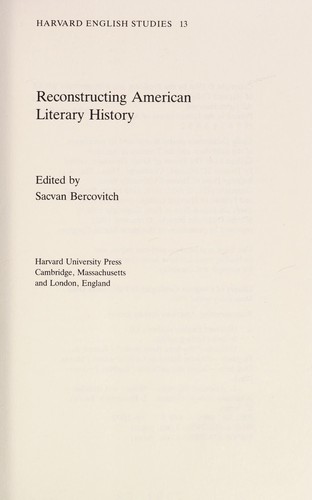 Reconstructing American literary history