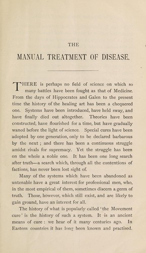 The manual treatment of disease