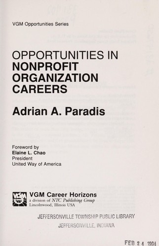 Opportunities in nonprofit organization careers