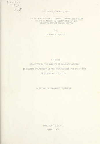 The meaning of the literature appreciation mark on the Division II report card of the Edmonton public school system