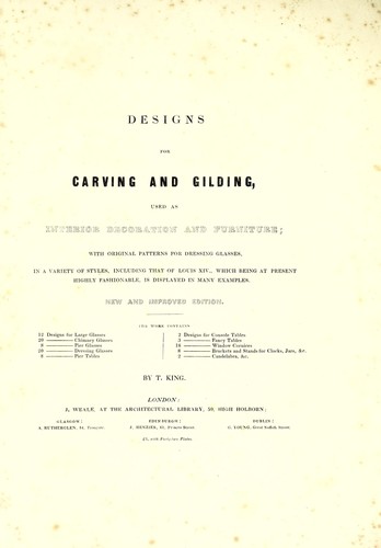 Designs for carving and gilding, used as interior decoration and furniture