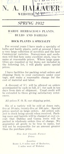 Hallauer's hardy herbaceous plants, bulbs, and dahlias