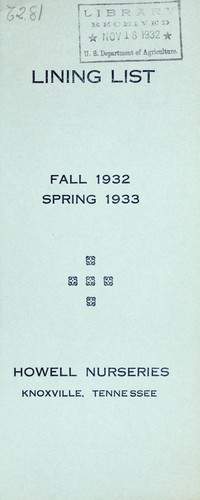 Lining list, fall 1932 spring 1933
