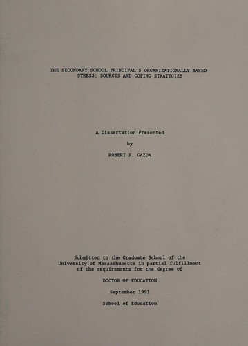 The secondary school principal's organizationally based stress