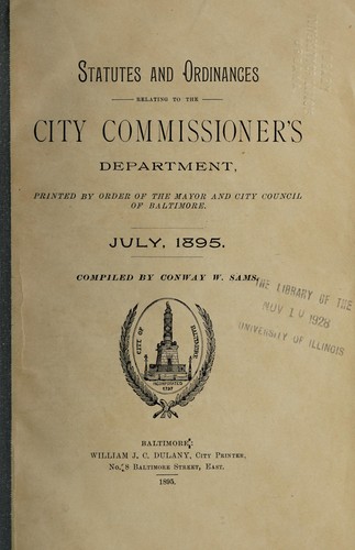 Statutes and ordinances relating to the city commissioner's department