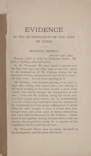 Evidence in the investigation of the sale of votes