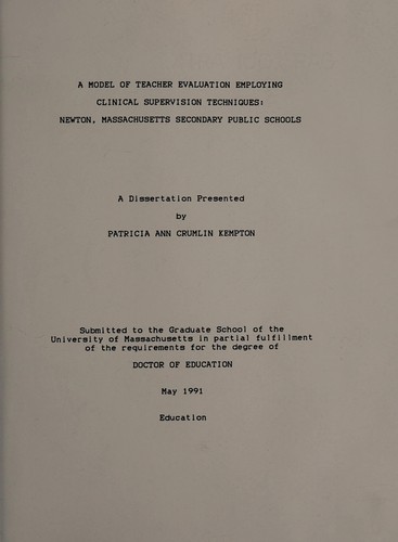 A model of teacher evaluation employing clinical supervision techniques