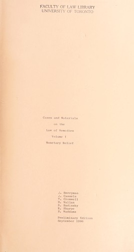 Cases and materials on the law of remedies