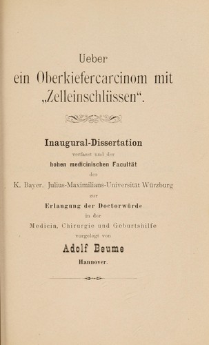 Ueber ein Oberkiefercarcinom mit "Zelleinschlüssen" ...