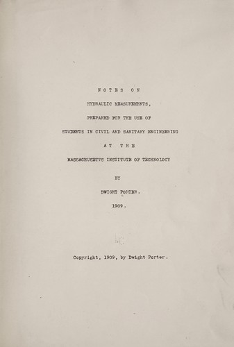 Notes on hydraulic measurements