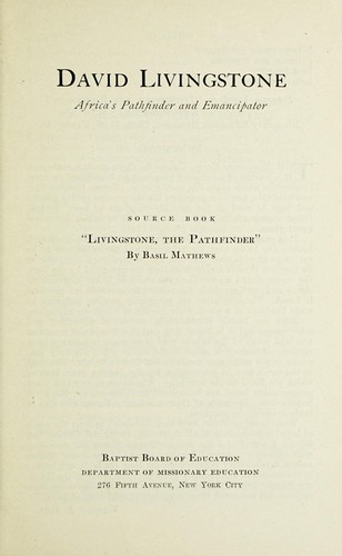 Suggestions to pastors for sermons on David Livingstone