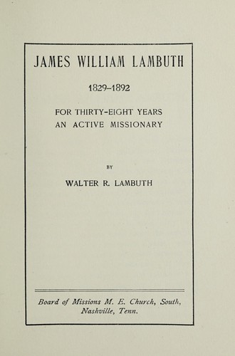 James William Lambuth, 1829-1892