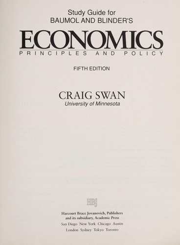 Study guide for Baumol and Blinder's Economics