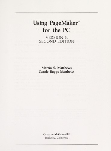 Using PageMaker for the PC, version 3