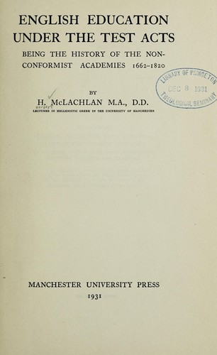 English education under the test acts