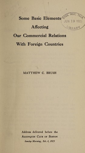 Some basic elements affecting our commercial relations with foreign countries