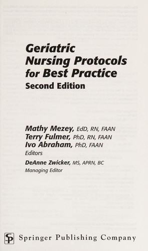 Geriatric nursing protocols for best practice