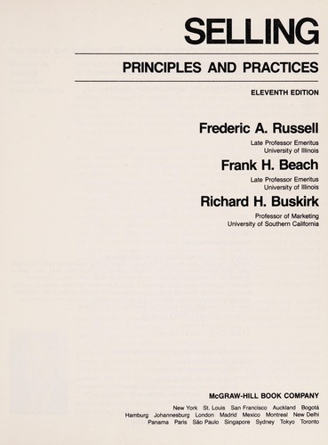 Selling, principles and practices