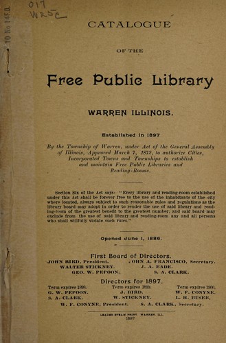 Catalogue of the Free Public Library Warren Illinois