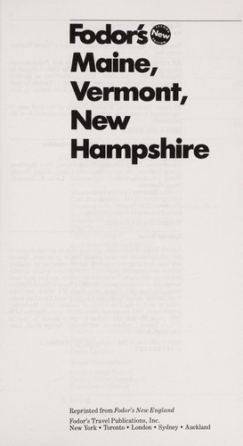 Fodor's Maine, Vermont, New Hampshire