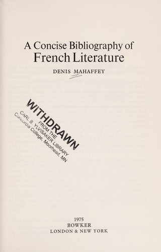 A concise bibliography of French literature