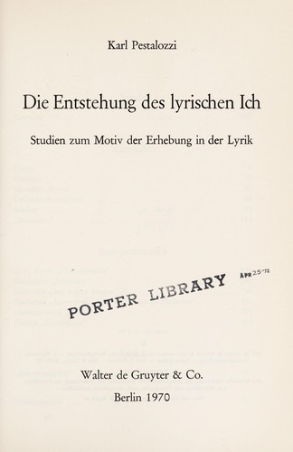 Die Entstehung des lyrischen Ich