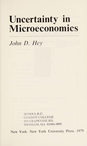 Uncertainty in microeconomics