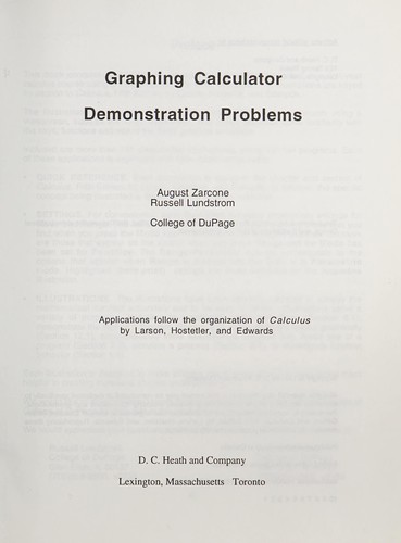 Graphing Calculator Demonstration Problems Ti-81