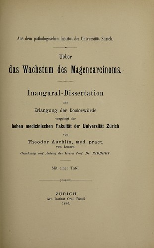 Über das Wachstum des Magencarcinoms