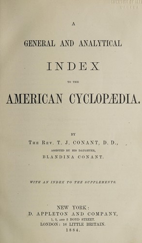 A general and analytical index to the American cyclopaedia