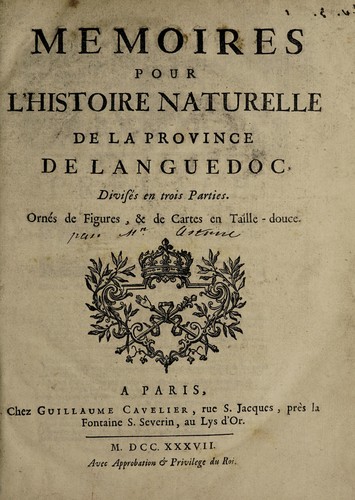 Memoires pour l'histoire naturelle de la province de Languedoc