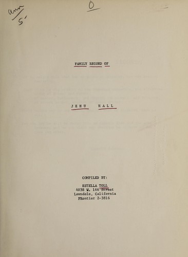 Family record of Jehu Hall