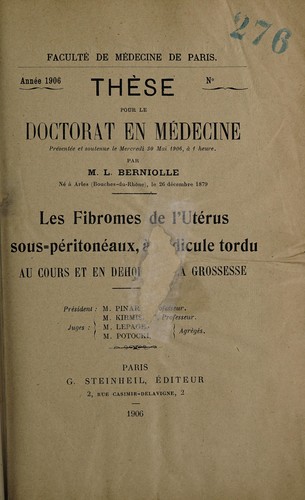 Les fibromes de l'utérus sous-péritonéaux, à pédicule tordu ...