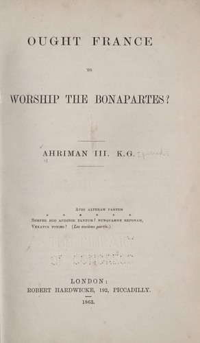 Ought France to worship the Bonapartes?