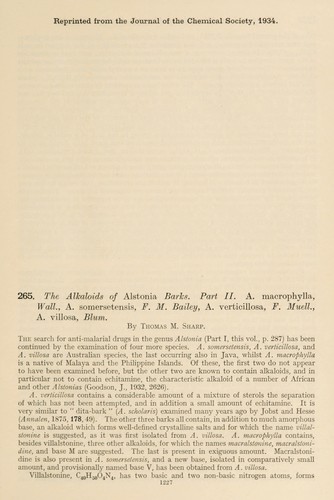 The alkaloids of Alstonia barks