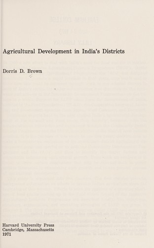 Agricultural development in India's districts. --