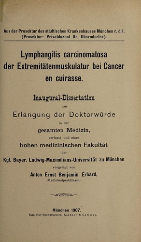 Lymphangitis carcinomatosa der Extremitätenmuskulatur bei Cancer en cuirasse ...