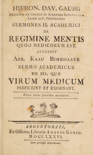 Sermones II academici de regimine mentis quod medicorum est